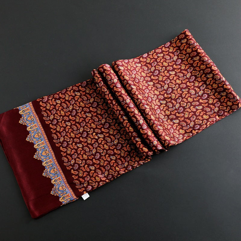100% Natural Silk Double Layer Cravat Men's Silk Printed Long Scarf Premium Gift for Men 28x160cm