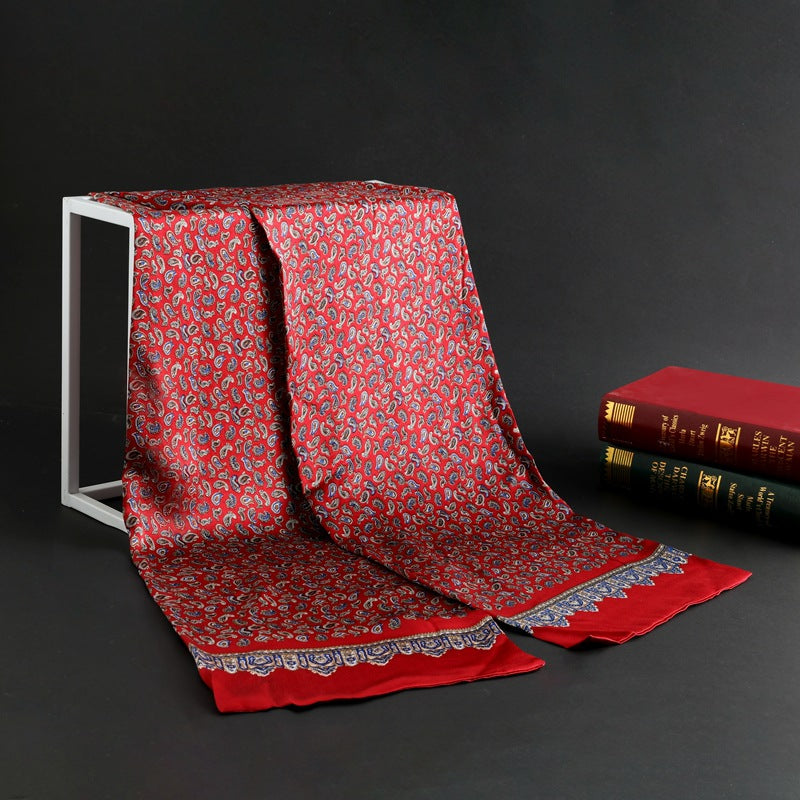 100% Natural Silk Double Layer Cravat Men's Silk Printed Long Scarf Premium Gift for Men 28x160cm