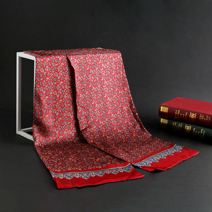 100% Natural Silk Double Layer Cravat Men's Silk Printed Long Scarf Premium Gift for Men 28x160cm