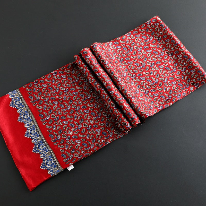 100% Natural Silk Double Layer Cravat Men's Silk Printed Long Scarf Premium Gift for Men 28x160cm