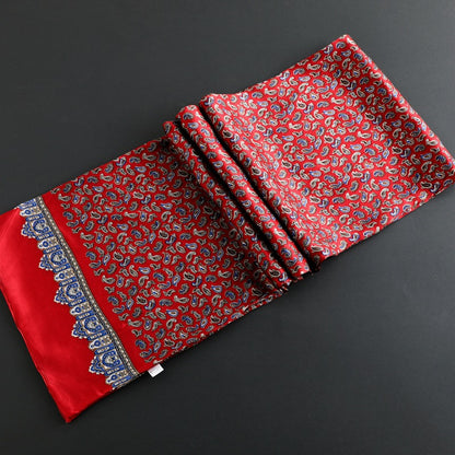 100% Natural Silk Double Layer Cravat Men's Silk Printed Long Scarf Premium Gift for Men 28x160cm
