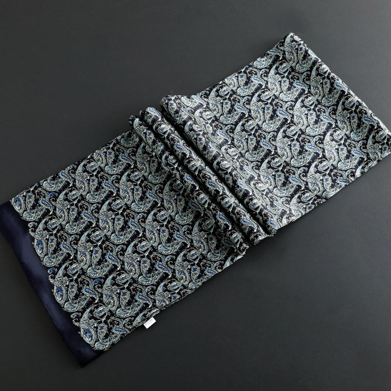 100% Natural Silk Double Layer Cravat Men's Silk Printed Long Scarf Premium Gift for Men 28x160cm