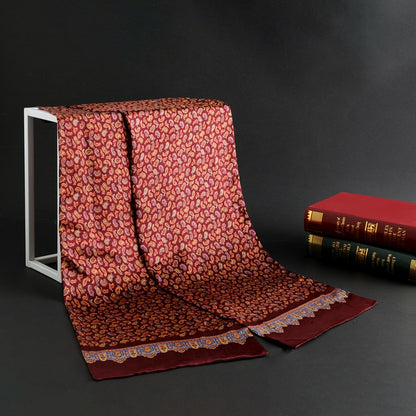 100% Natural Silk Double Layer Cravat Men's Silk Printed Long Scarf Premium Gift for Men 28x160cm