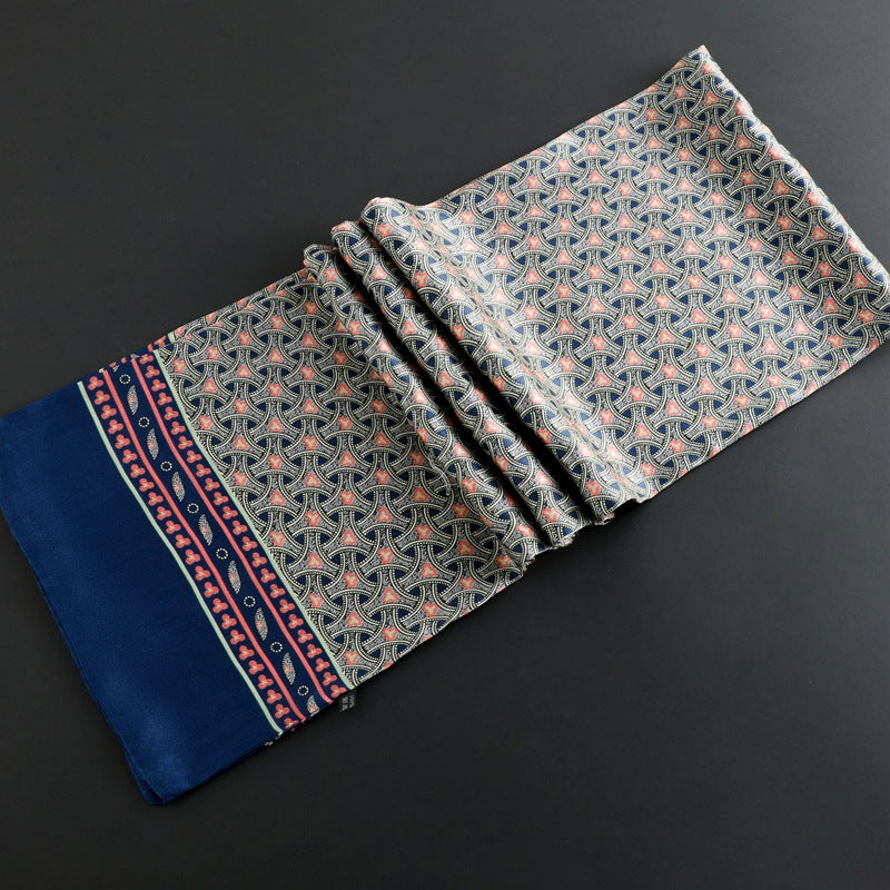 100% Natural Silk Double Layer Cravat Men's Silk Printed Long Scarf Premium Gift for Men 28x160cm