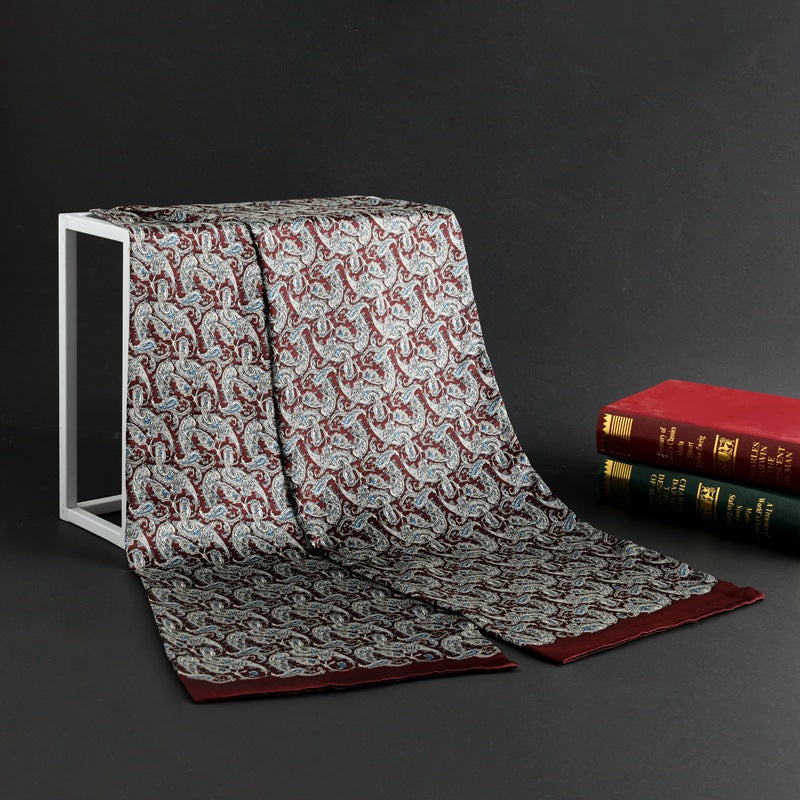 100% Natural Silk Double Layer Cravat Men's Silk Printed Long Scarf Premium Gift for Men 28x160cm