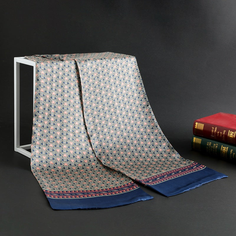 100% Natural Silk Double Layer Cravat Men's Silk Printed Long Scarf Premium Gift for Men 28x160cm