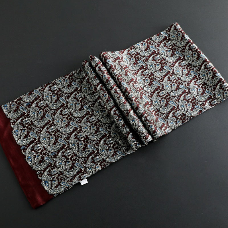 100% Natural Silk Double Layer Cravat Men's Silk Printed Long Scarf Premium Gift for Men 28x160cm