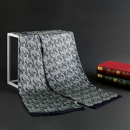 100% Natural Silk Double Layer Cravat Men's Silk Printed Long Scarf Premium Gift for Men 28x160cm