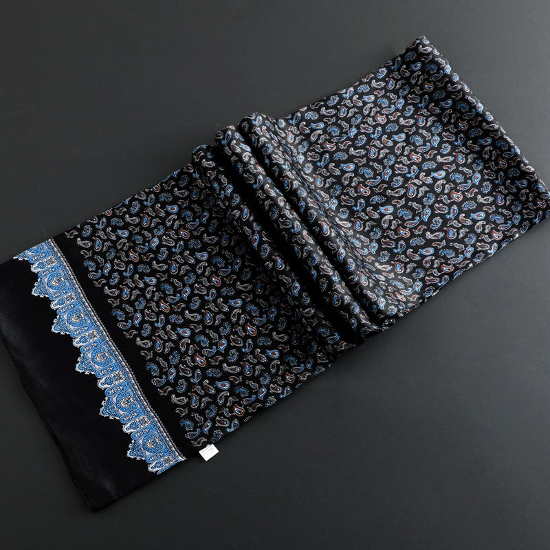 100% Natural Silk Double Layer Cravat Men's Silk Printed Long Scarf Premium Gift for Men 28x160cm