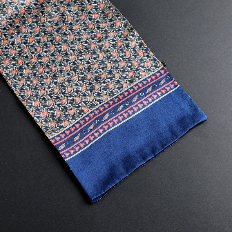 100% Natural Silk Double Layer Cravat Men's Silk Printed Long Scarf Premium Gift for Men 28x160cm