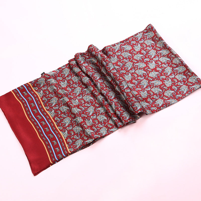 100% Natural Silk Double Layer Cravat Men's Silk Printed Long Scarf Premium Gift for Men 28x160cm