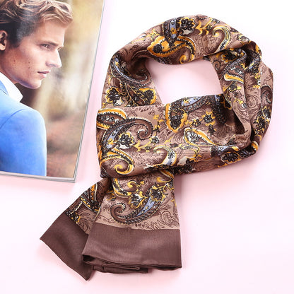 100% Natural Silk Double Layer Cravat Men's Silk Printed Long Scarf Premium Gift for Men 28x160cm