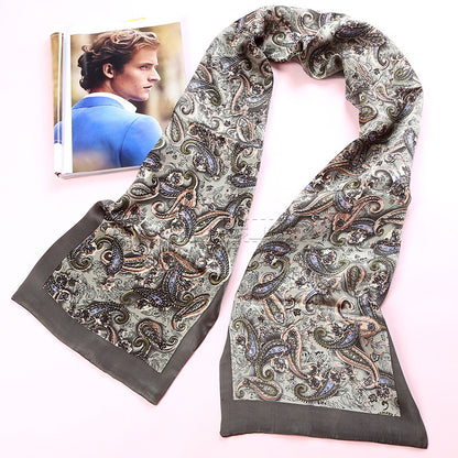 100% Natural Silk Double Layer Cravat Men's Silk Printed Long Scarf Premium Gift for Men 28x160cm