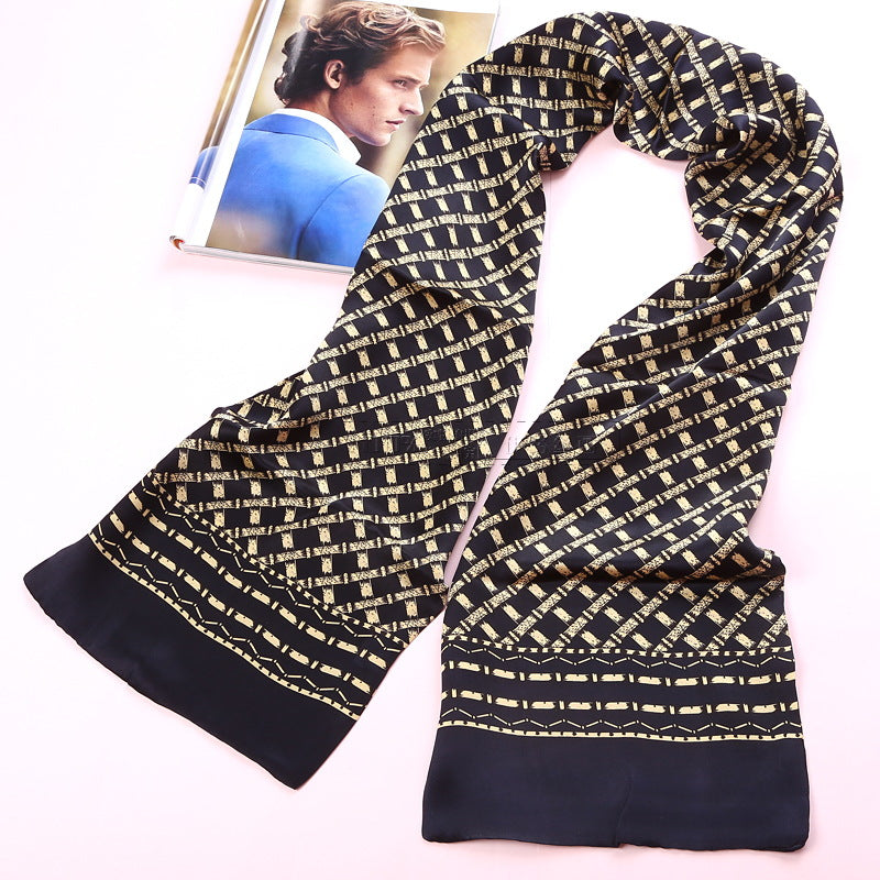 100% Natural Silk Double Layer Cravat Men's Silk Printed Long Scarf Premium Gift for Men 28x160cm