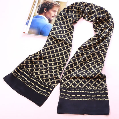 100% Natural Silk Double Layer Cravat Men's Silk Printed Long Scarf Premium Gift for Men 28x160cm