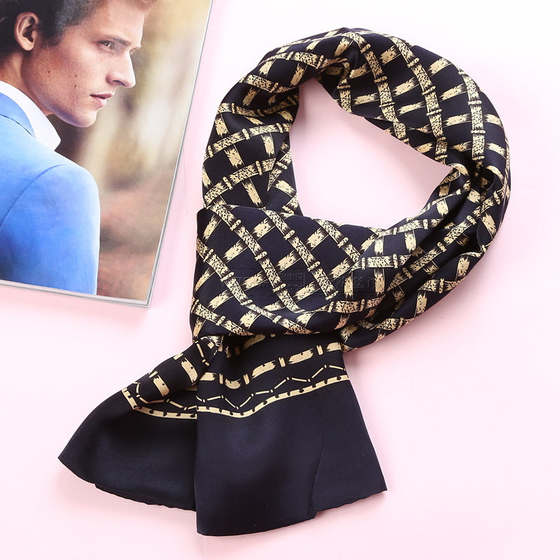 100% Natural Silk Double Layer Cravat Men's Silk Printed Long Scarf Premium Gift for Men 28x160cm