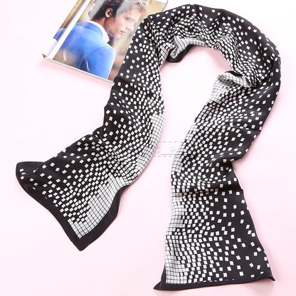 100% Natural Silk Double Layer Cravat Men's Silk Printed Long Scarf Premium Gift for Men 28x160cm
