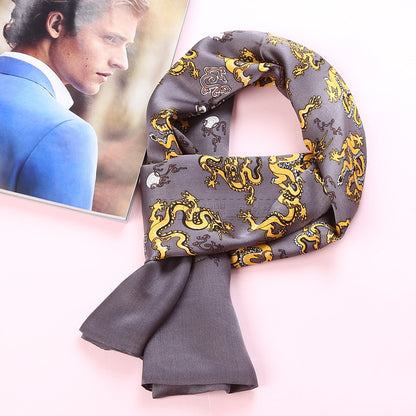 100% Natural Silk Double Layer Cravat Men's Silk Printed Long Scarf Premium Gift for Men 28x160cm