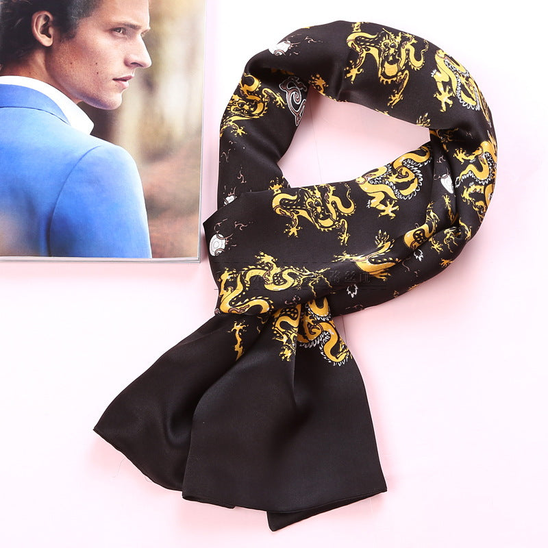 100% Natural Silk Double Layer Cravat Men's Silk Printed Long Scarf Premium Gift for Men 28x160cm