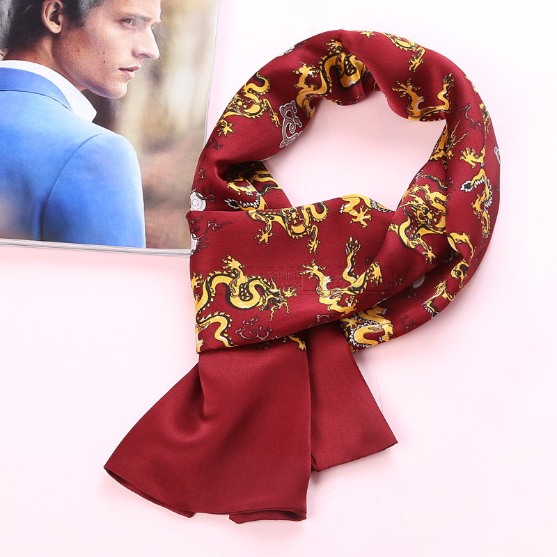 100% Natural Silk Double Layer Cravat Men's Silk Printed Long Scarf Premium Gift for Men 28x160cm