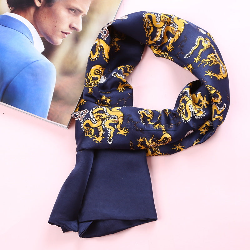 100% Natural Silk Double Layer Cravat Men's Silk Printed Long Scarf Premium Gift for Men 28x160cm
