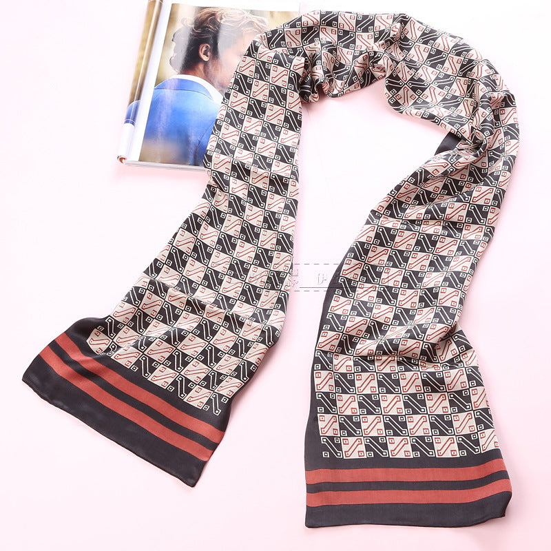 100% Natural Silk Double Layer Cravat Men's Silk Printed Long Scarf Premium Gift for Men 28x160cm