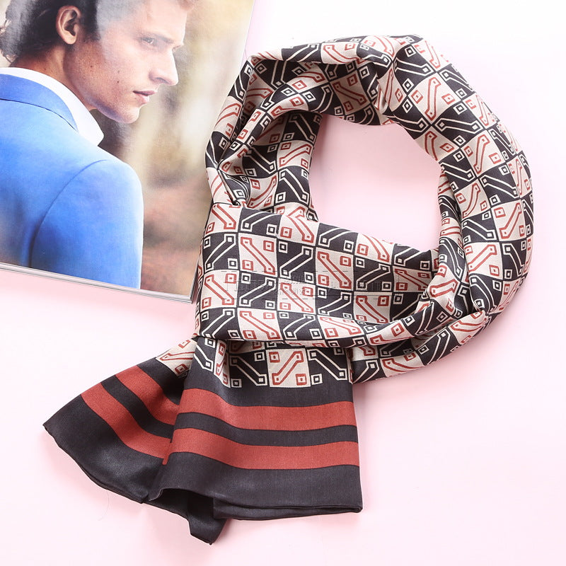 100% Natural Silk Double Layer Cravat Men's Silk Printed Long Scarf Premium Gift for Men 28x160cm