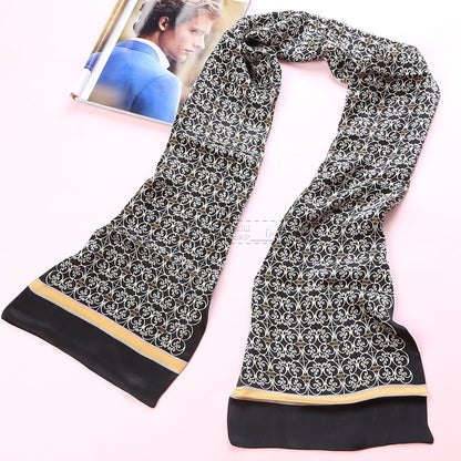 100% Natural Silk Double Layer Cravat Men's Silk Printed Long Scarf Premium Gift for Men 28x160cm