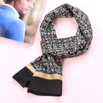 100% Natural Silk Double Layer Cravat Men's Silk Printed Long Scarf Premium Gift for Men 28x160cm