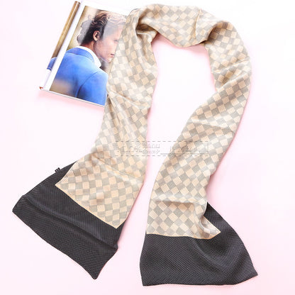 100% Natural Silk Double Layer Cravat Men's Silk Printed Long Scarf Premium Gift for Men 28x160cm