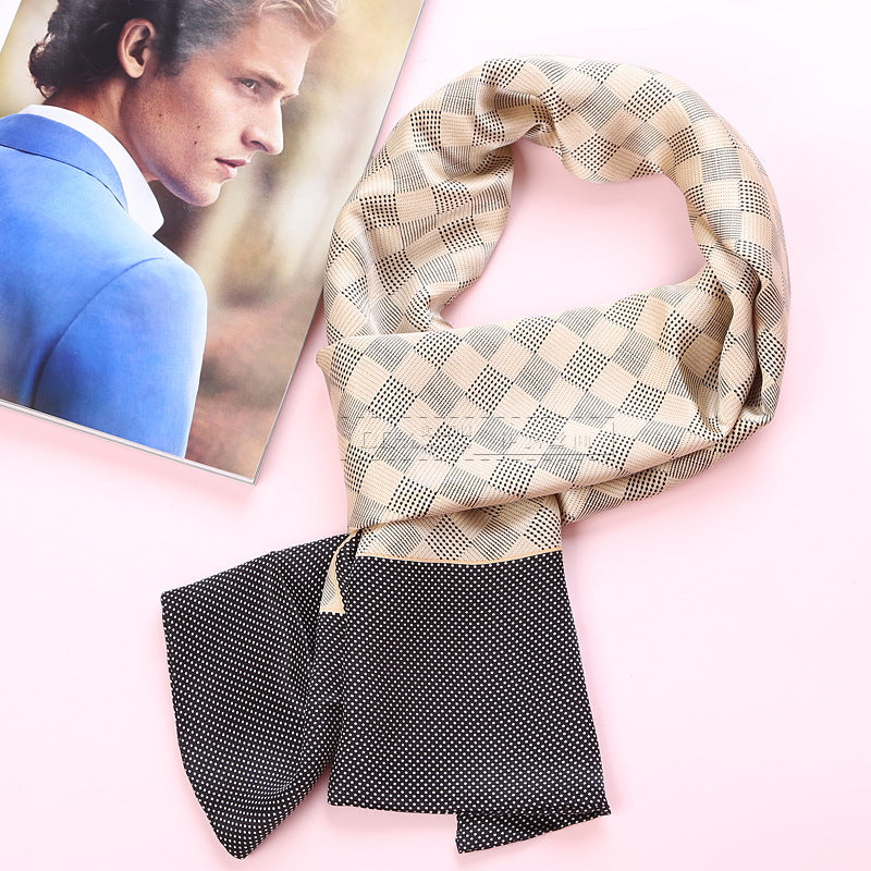 100% Natural Silk Double Layer Cravat Men's Silk Printed Long Scarf Premium Gift for Men 28x160cm