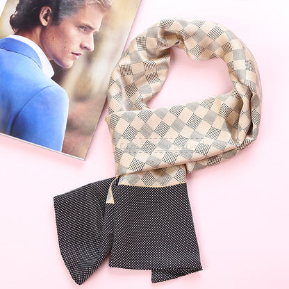 100% Natural Silk Double Layer Cravat Men's Silk Printed Long Scarf Premium Gift for Men 28x160cm