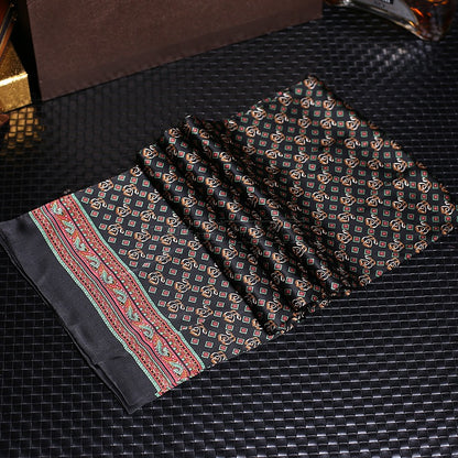 100% Natural Silk Double Layer Cravat Men's Silk Printed Long Scarf Premium Gift for Men 28x160cm