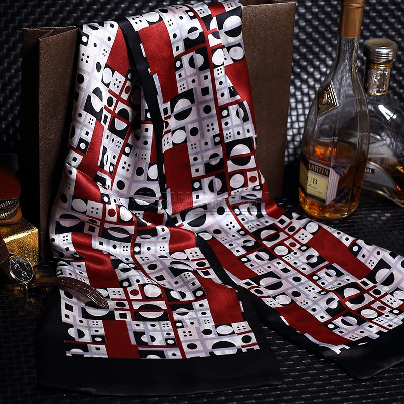 100% Natural Silk Double Layer Cravat Men's Silk Printed Long Scarf Premium Gift for Men 28x160cm