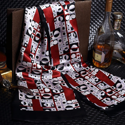 100% Natural Silk Double Layer Cravat Men's Silk Printed Long Scarf Premium Gift for Men 28x160cm