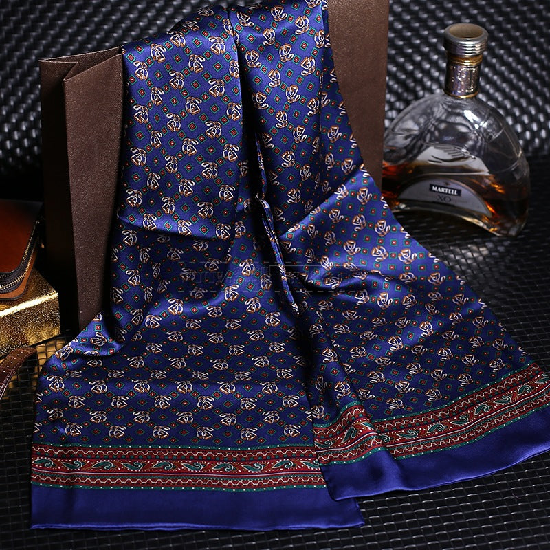 100% Natural Silk Double Layer Cravat Men's Silk Printed Long Scarf Premium Gift for Men 28x160cm
