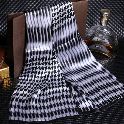 100% Natural Silk Double Layer Cravat Men's Silk Printed Long Scarf Premium Gift for Men 28x160cm