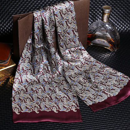 100% Natural Silk Double Layer Cravat Men's Silk Printed Long Scarf Premium Gift for Men 28x160cm