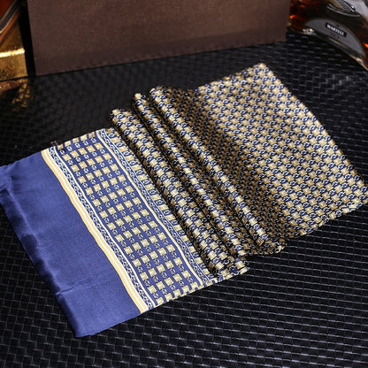 100% Natural Silk Double Layer Cravat Men's Silk Printed Long Scarf Premium Gift for Men 28x160cm