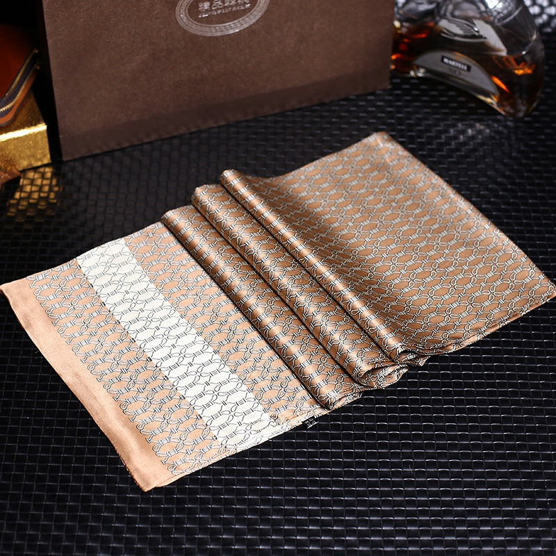 100% Natural Silk Double Layer Cravat Men's Silk Printed Long Scarf Premium Gift for Men 28x160cm