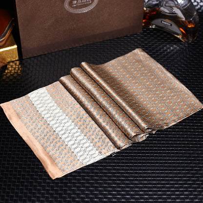 100% Natural Silk Double Layer Cravat Men's Silk Printed Long Scarf Premium Gift for Men 28x160cm