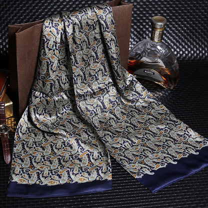 100% Natural Silk Double Layer Cravat Men's Silk Printed Long Scarf Premium Gift for Men 28x160cm