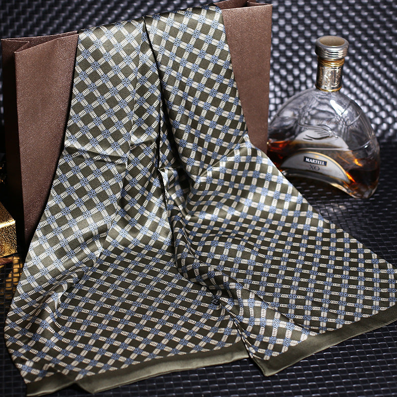 100% Natural Silk Double Layer Cravat Men's Silk Printed Long Scarf Premium Gift for Men 28x160cm