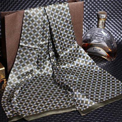 100% Natural Silk Double Layer Cravat Men's Silk Printed Long Scarf Premium Gift for Men 28x160cm