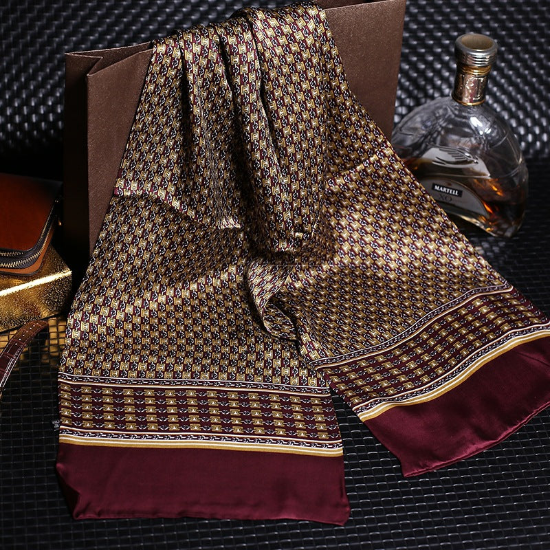 100% Natural Silk Double Layer Cravat Men's Silk Printed Long Scarf Premium Gift for Men 28x160cm