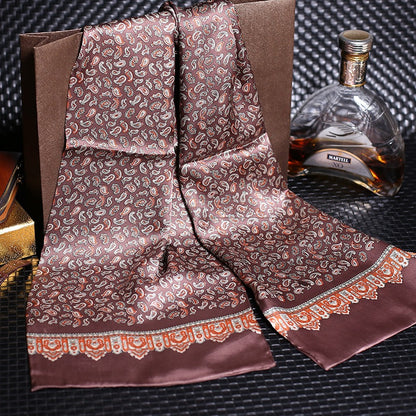 100% Natural Silk Double Layer Cravat Men's Silk Printed Long Scarf Premium Gift for Men 28x160cm