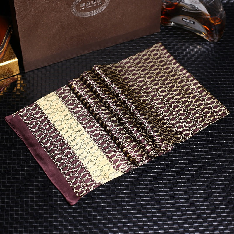 100% Natural Silk Double Layer Cravat Men's Silk Printed Long Scarf Premium Gift for Men 28x160cm