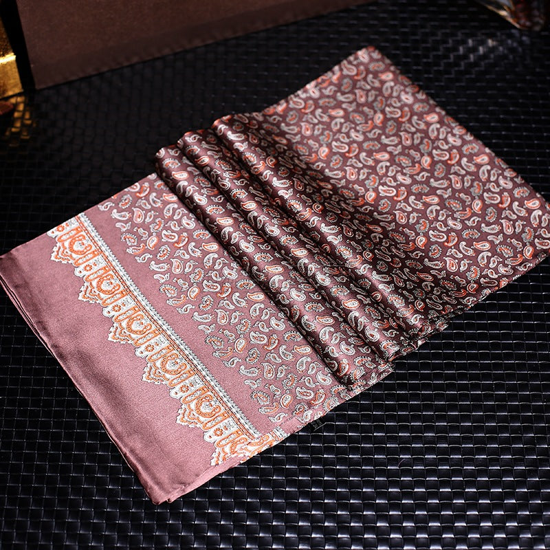 100% Natural Silk Double Layer Cravat Men's Silk Printed Long Scarf Premium Gift for Men 28x160cm