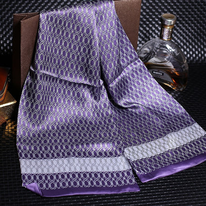 100% Natural Silk Double Layer Cravat Men's Silk Printed Long Scarf Premium Gift for Men 28x160cm