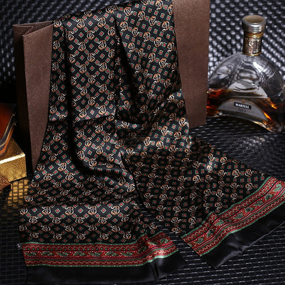 100% Natural Silk Double Layer Cravat Men's Silk Printed Long Scarf Premium Gift for Men 28x160cm